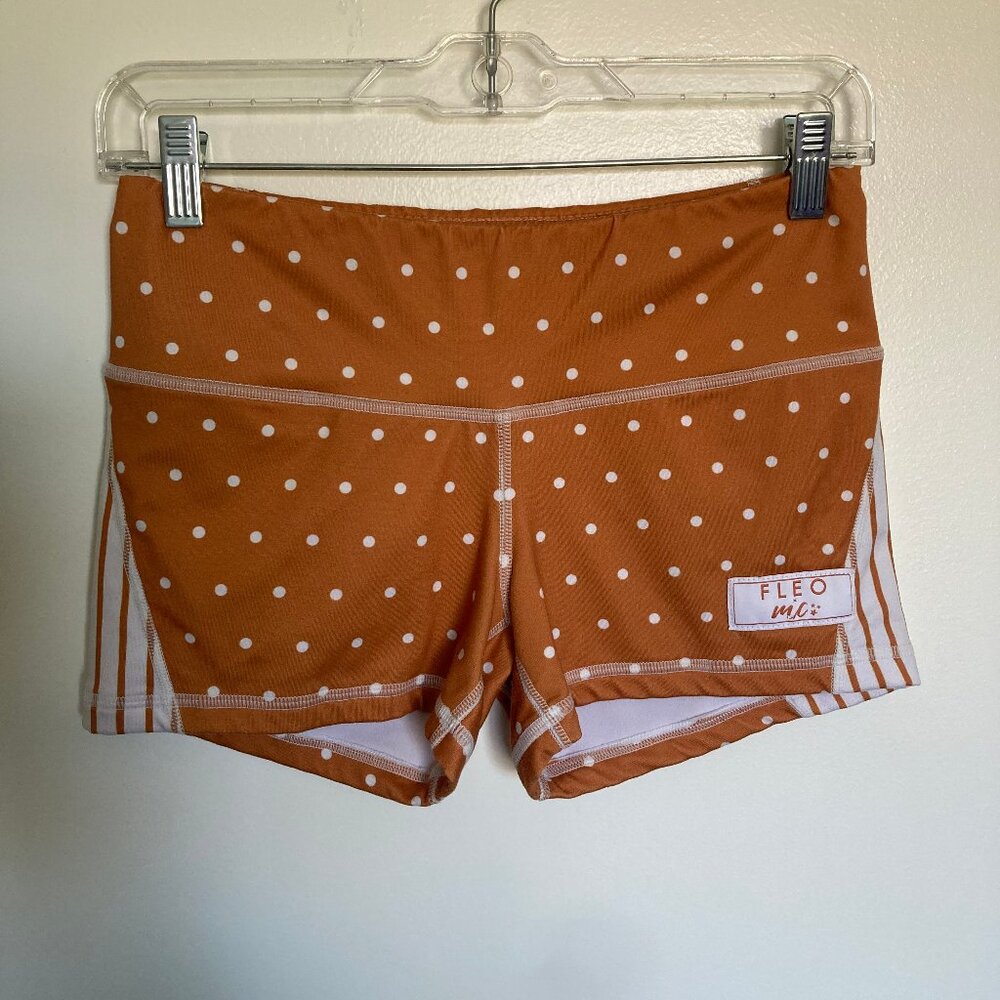 FLEO cute polka dot booty shorts size small white and orange